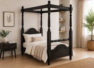 Weybourne Four Poster Bed in Black Ash Finish, Single Size