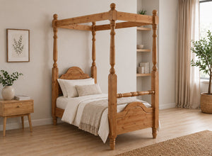 Weybourne Four Poster Bed in Oak Finish, Single Size