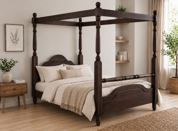 Weybourne Four Poster Bed in Walnut Finish