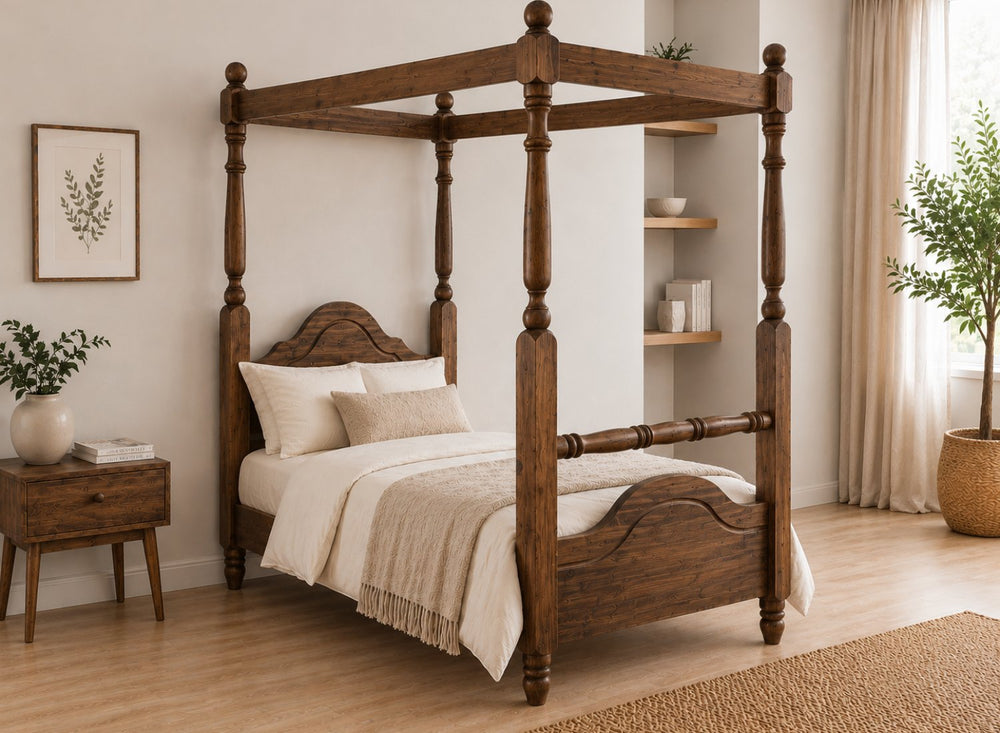 Weybourne Four Poster Bed in Antique Finish