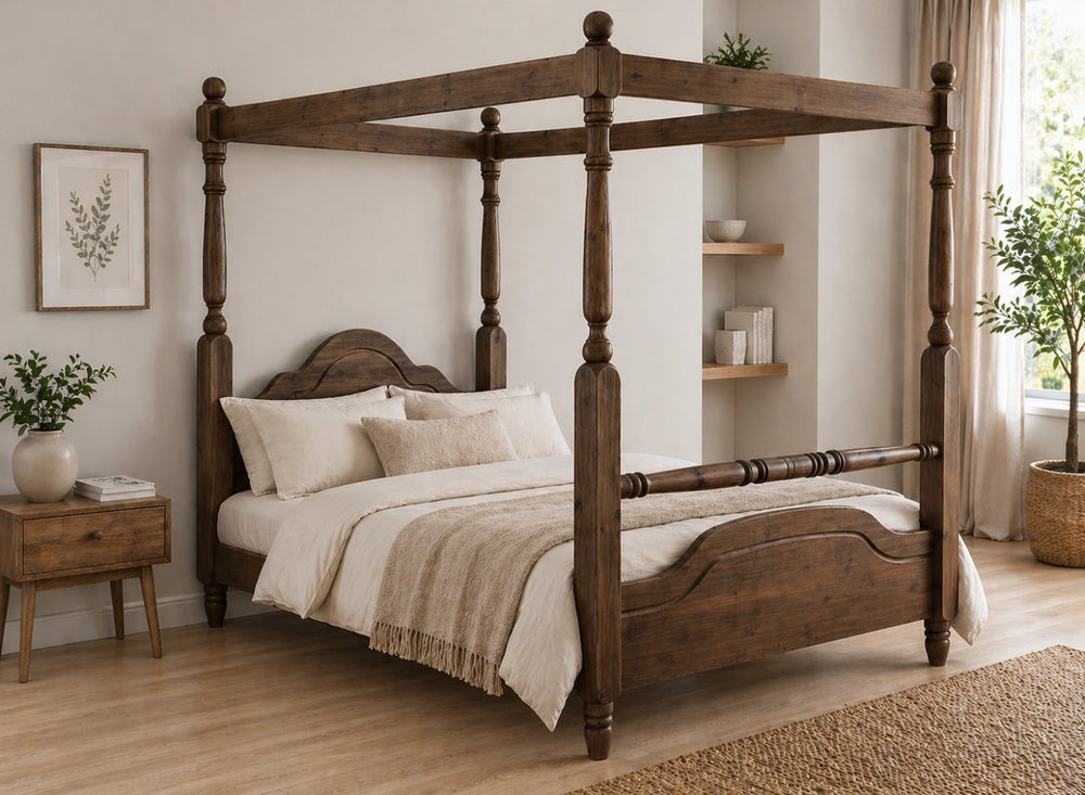 Weybourne Four Poster Bed in Walnut Finish