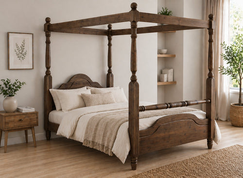 Weybourne Four Poster Bed in Walnut Finish