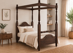 Weybourne Four Poster Bed in Walnut Finish, Single Size