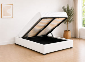 Leather End Lift Ottoman in White