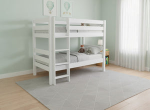 Wooden Bunk Bed in All White Finish (Left Ladder)
