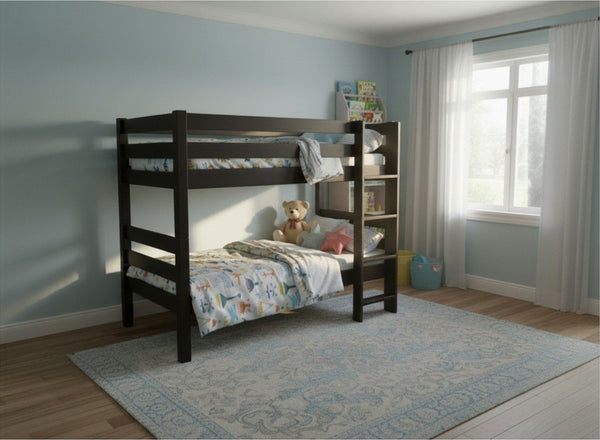 Wooden Bunk Bed in Black Ash Finish (Right Ladder)