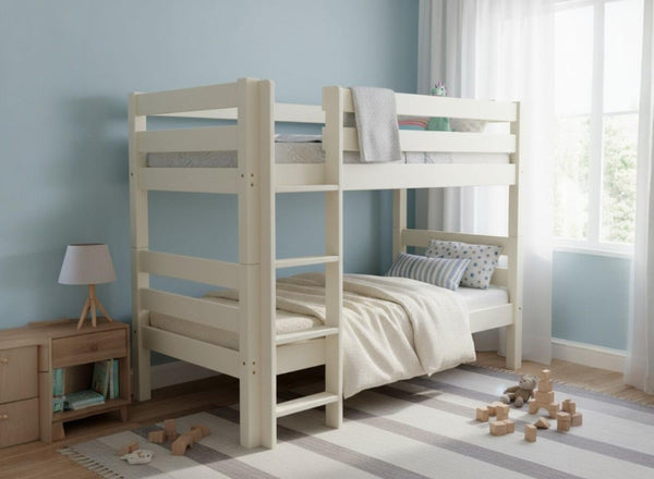 Wooden Bunk Bed in James White Finish (Left Ladder)