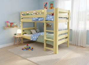 Wooden Bunk Bed in Dayroom Yellow Finish (Right Ladder)