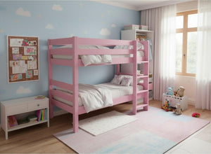 Wooden Bunk Bed in Nancy's Blushes Pink Finish (Right Ladder)