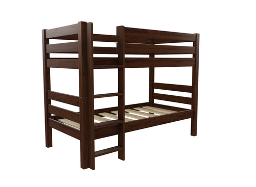Wooden Bunk Bed Finished in Stained Chocolate Brown