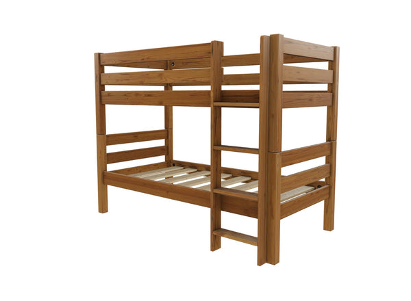 Wooden Bunk Bed With Right Hand Side Ladder Option - Finished in Stained Oak