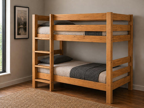 Wooden Bunk Bed Stained Antique