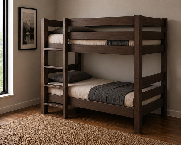 Wooden Bunk Bed Stained Chocolate