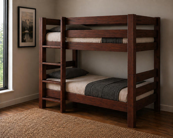 Wooden Bunk Bed Stained Mahogany
