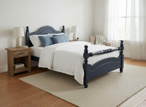 Yaxham Wooden Bed in Hague Blue Finish