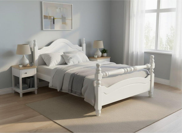 Yaxham Wooden Bed in All White Finish