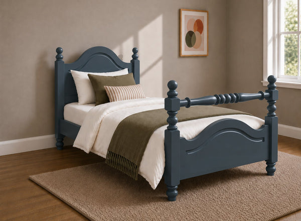 Yaxham Blue Wooden Bed with Rail End, Single Size