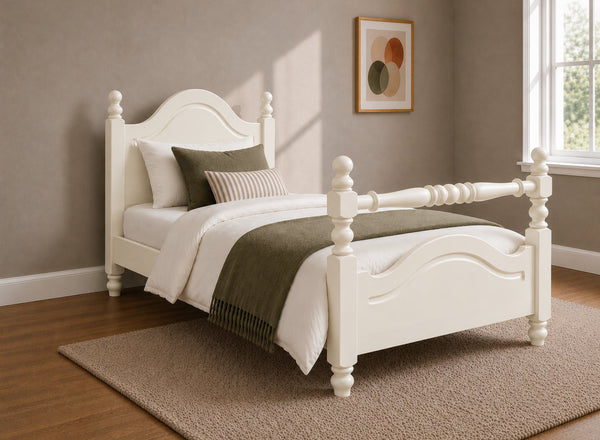 Yaxham Cream Wooden Bed with Rail End, Single Size