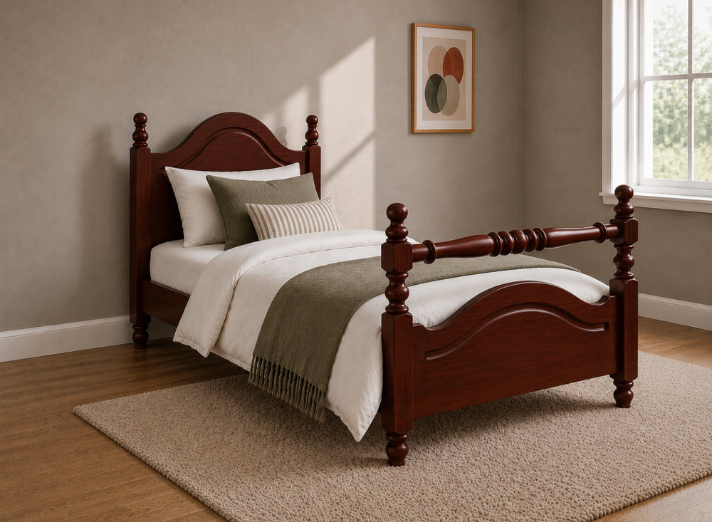 Yaxham Stained Antique Wooden Bed in Rail End Style