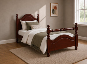 Yaxham Stained Mahogany Wooden Bed in Rail End Style, Single Size