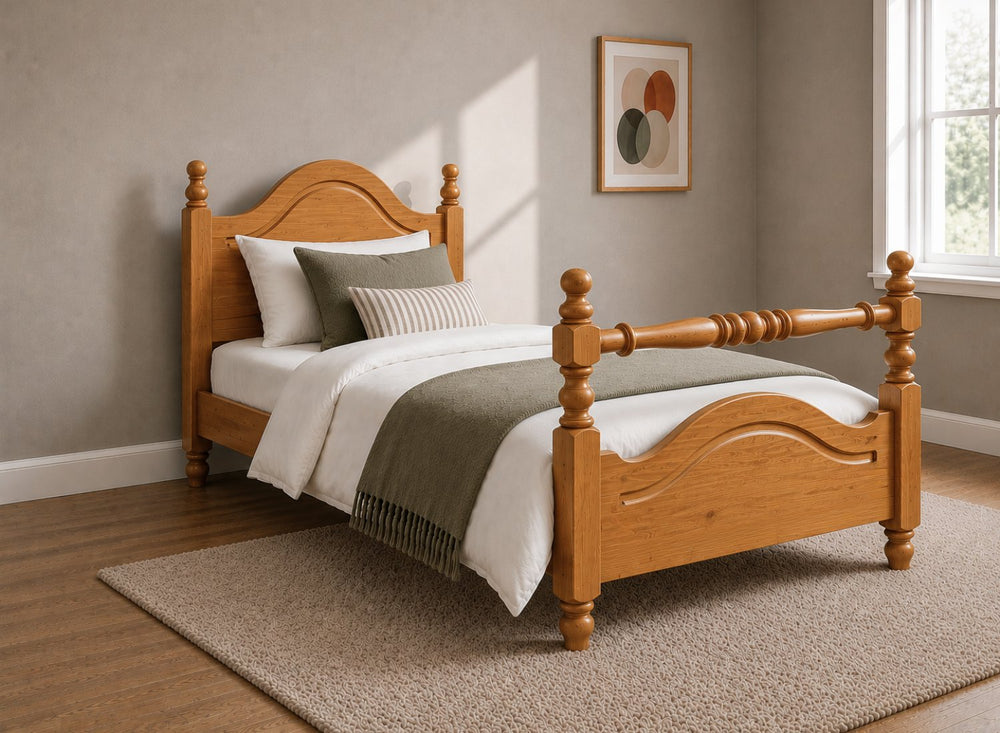 Yaxham Stained Antique Wooden Bed in Rail End Style
