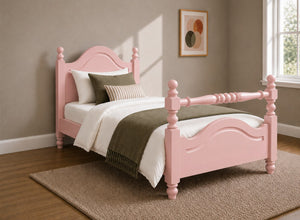 Yaxham Pink Wooden Bed with Rail End, Single Size
