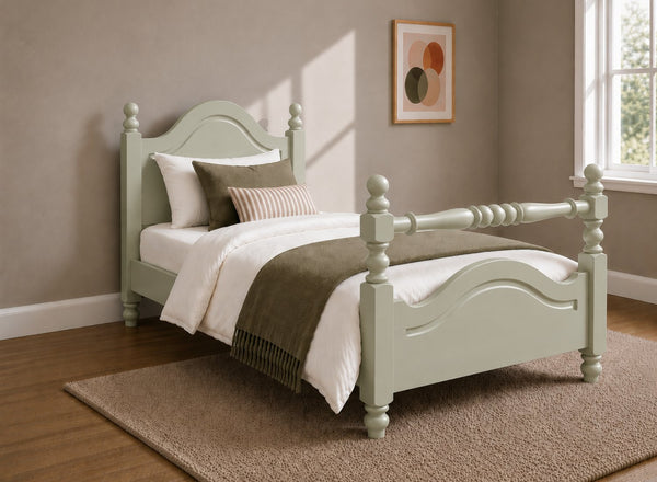 Yaxham Sage Green Wooden Bed with Rail End, Single Size