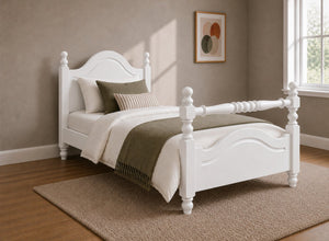 Yaxham White Wooden Bed with Rail End, Single Size