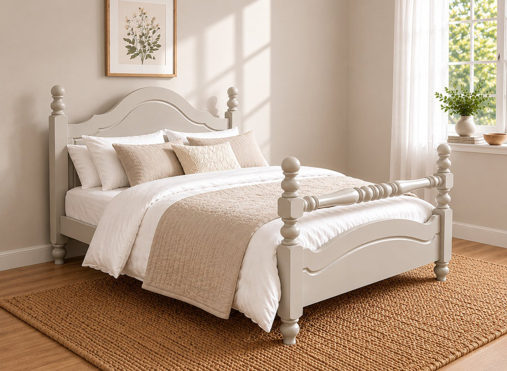 Yaxham Grey Wooden Bed Frame with Rail - Dove Tale Grey
