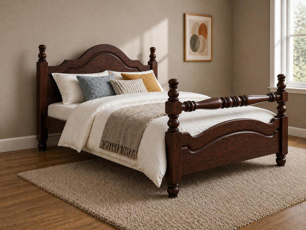 Yaxham Stained Mahogany Wooden Bed in Rail End Style