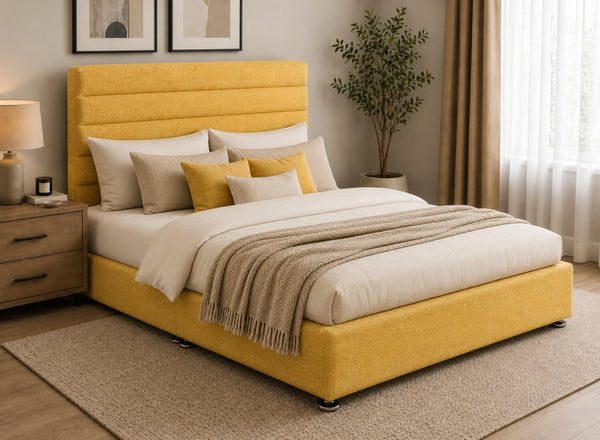 Calla Yellow Divan Bed Finished with beige bedding