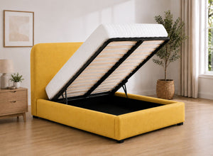 Heather Yellow Ottoman Bed Finished in Ochre Yellow Fabric