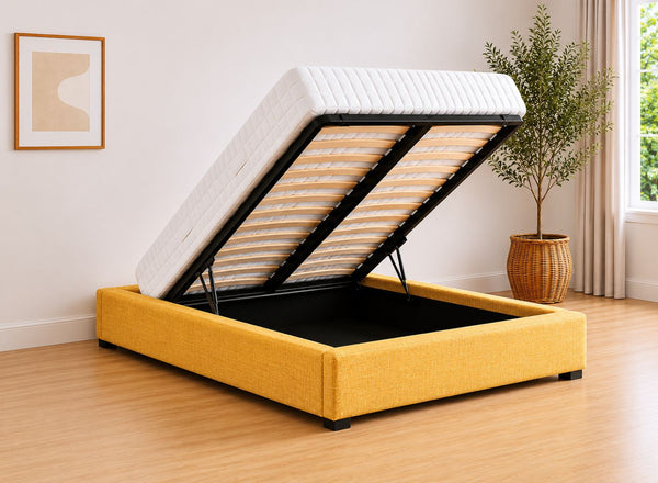 Yellow Ottoman Bed Frame finished in Moda Ochre Yellow