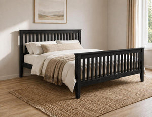 Coxford Stained Black Wooden Bed in High End | Modern Minimalist Bedroom
