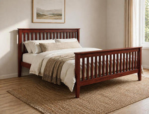 Coxford Stained Mahogany Wooden Bed in High End | Modern Minimalist Bedroom