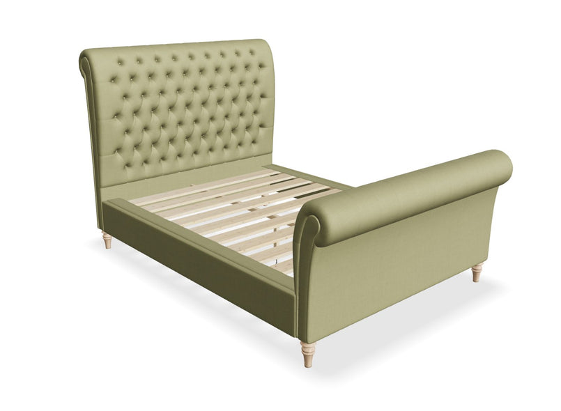 Congham Fabric Bed with High Foot End in Juniper Green