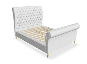 Congham Fabric Bed with High Foot End in Clay Light Grey