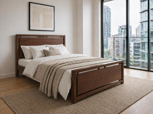 Marham Stained Mahogany Wooden Bed in Modern City Loft Style Bedroom