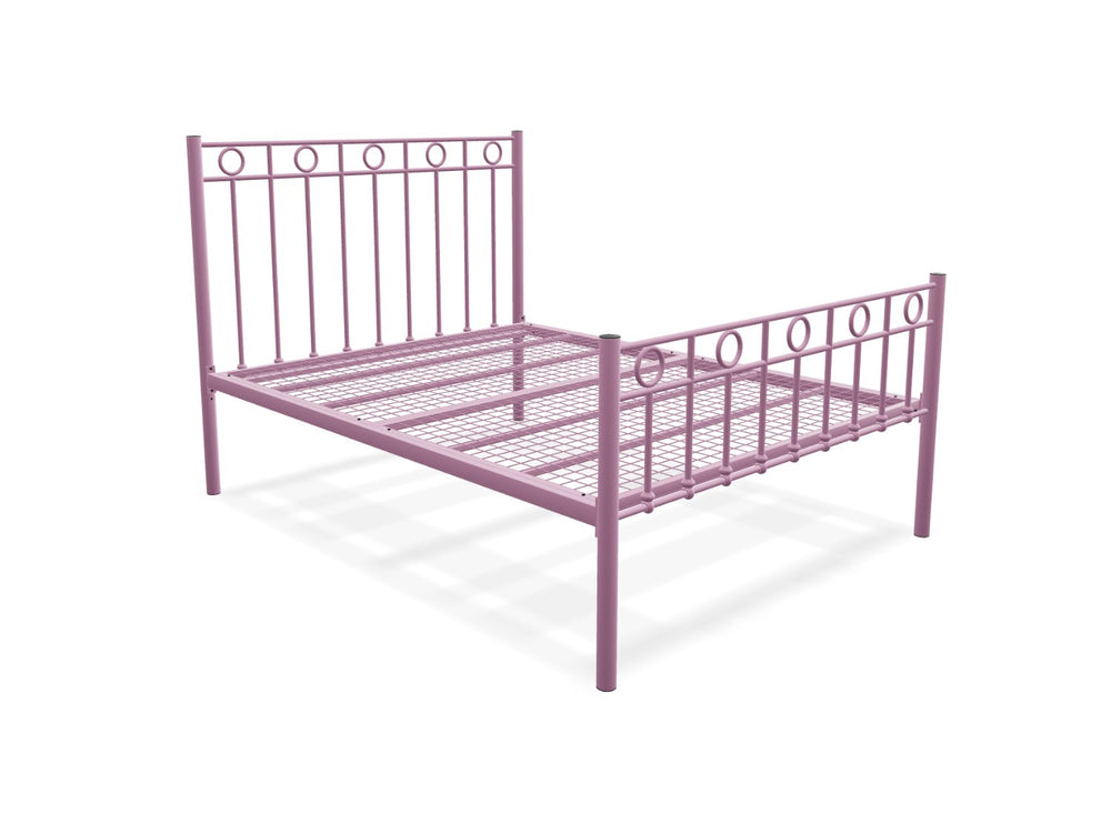 Indiana High End Metal Bed Frame Finished in Painted Pink