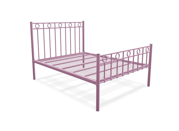 Indiana High End Metal Bed Frame Finished in Painted Pink