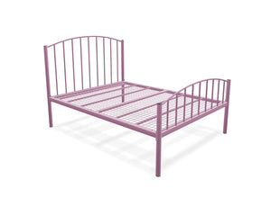 Memphis Low End Metal Bed Frame Finished in Painted Pink