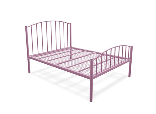 Memphis Low End Metal Bed Frame Finished in Painted Pink