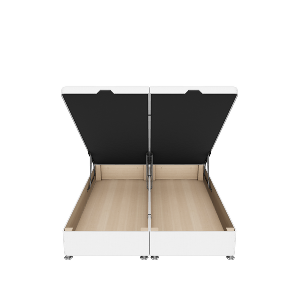 King Ottoman Bed - End lift Ottoman bed in Faux Linen Light Grey