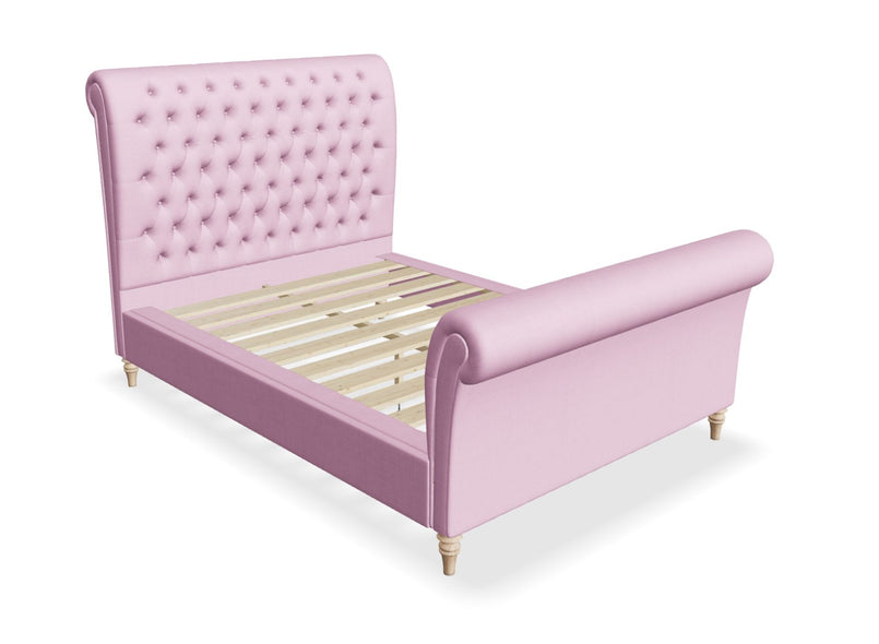 Congham Fabric Bed with High Foot End in Rose Pink