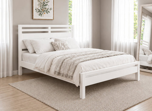 Tottingham White Wooden Bed Frame - All White