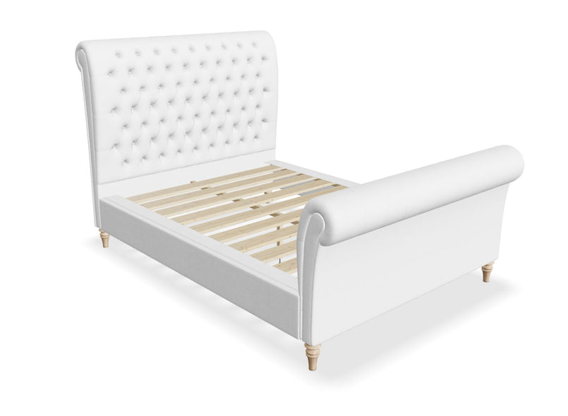 Congham Fabric Bed with High Foot End in Polar White