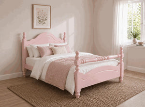 Yaxham Pink Wooden Bed Frame with Rail - Nancy's Blushes Pink