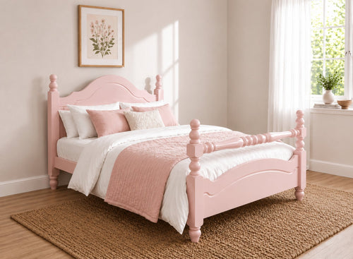 Yaxham Pink Wooden Bed Frame with Rail - Nancy's Blushes Pink