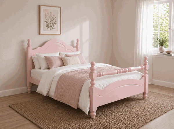 Yaxham Pink Wooden Bed Frame with Rail - Nancy's Blushes Pink