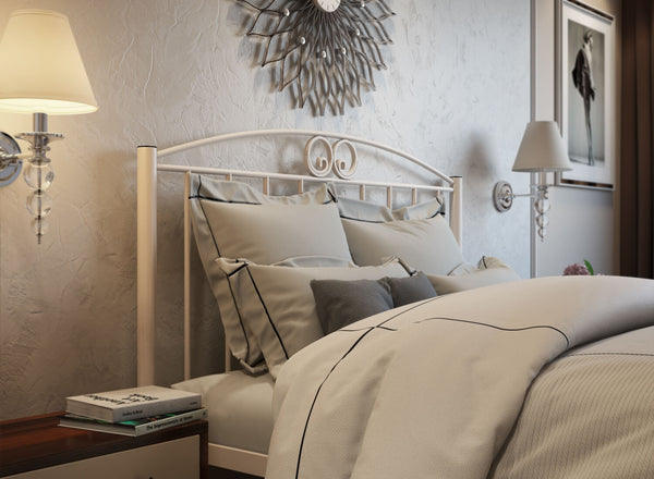 Austin Wrought Iron Bed (Head) in Ivory